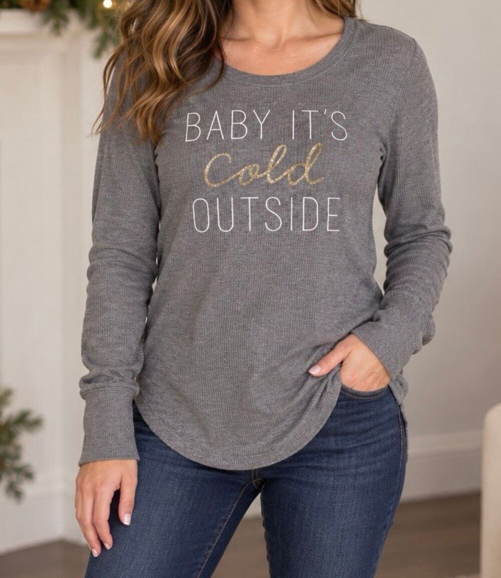 Old Navy Baby It’s Cold Outside Thermal Waffle Knit Top L